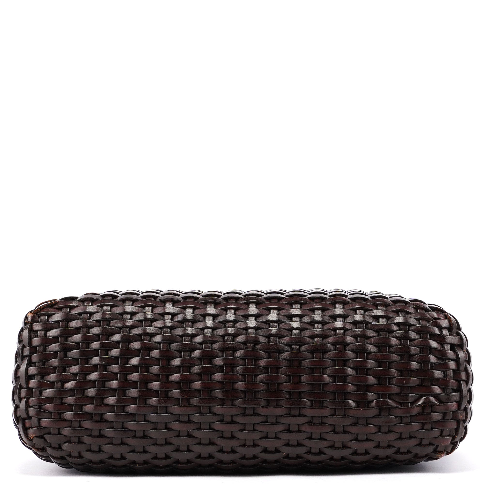 1996 Brown Woven Bamboo 2-Way Shoulder Bag