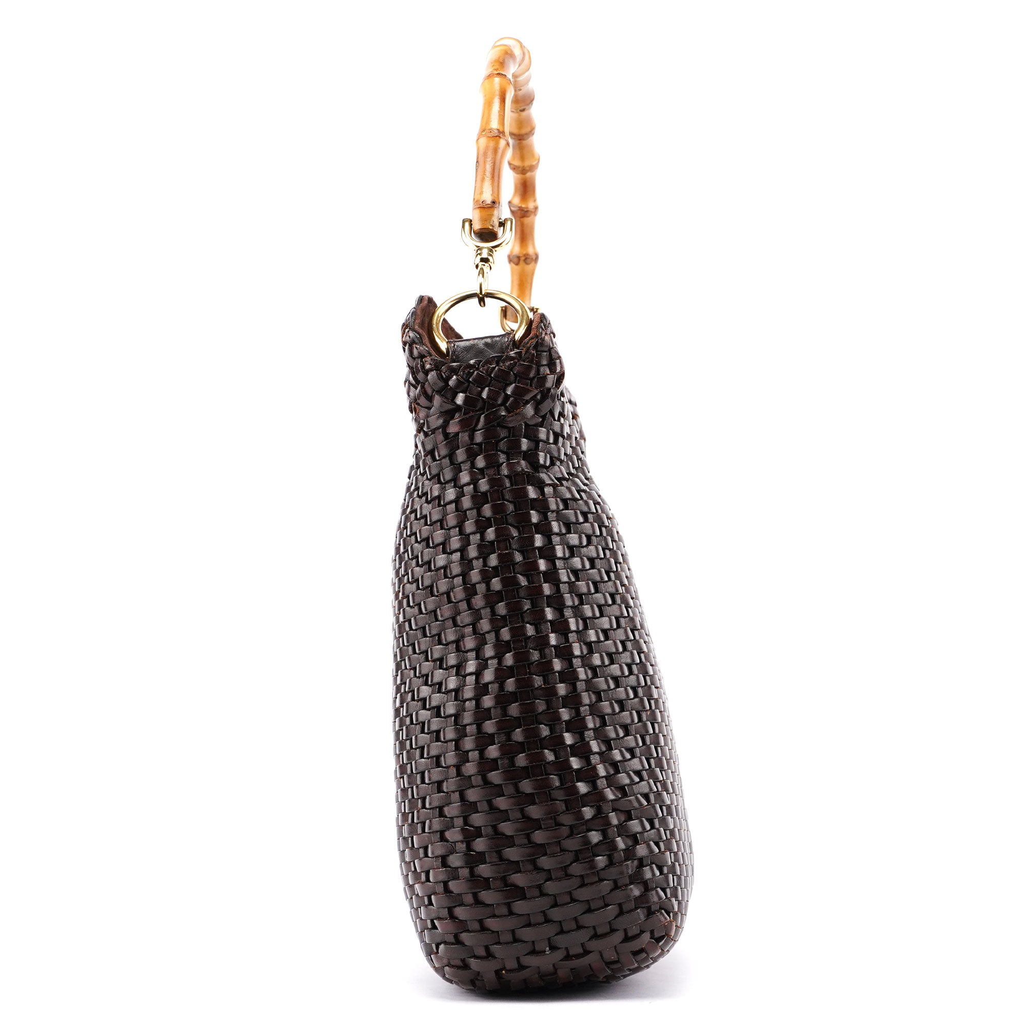 1996 Brown Woven Bamboo 2-Way Shoulder Bag