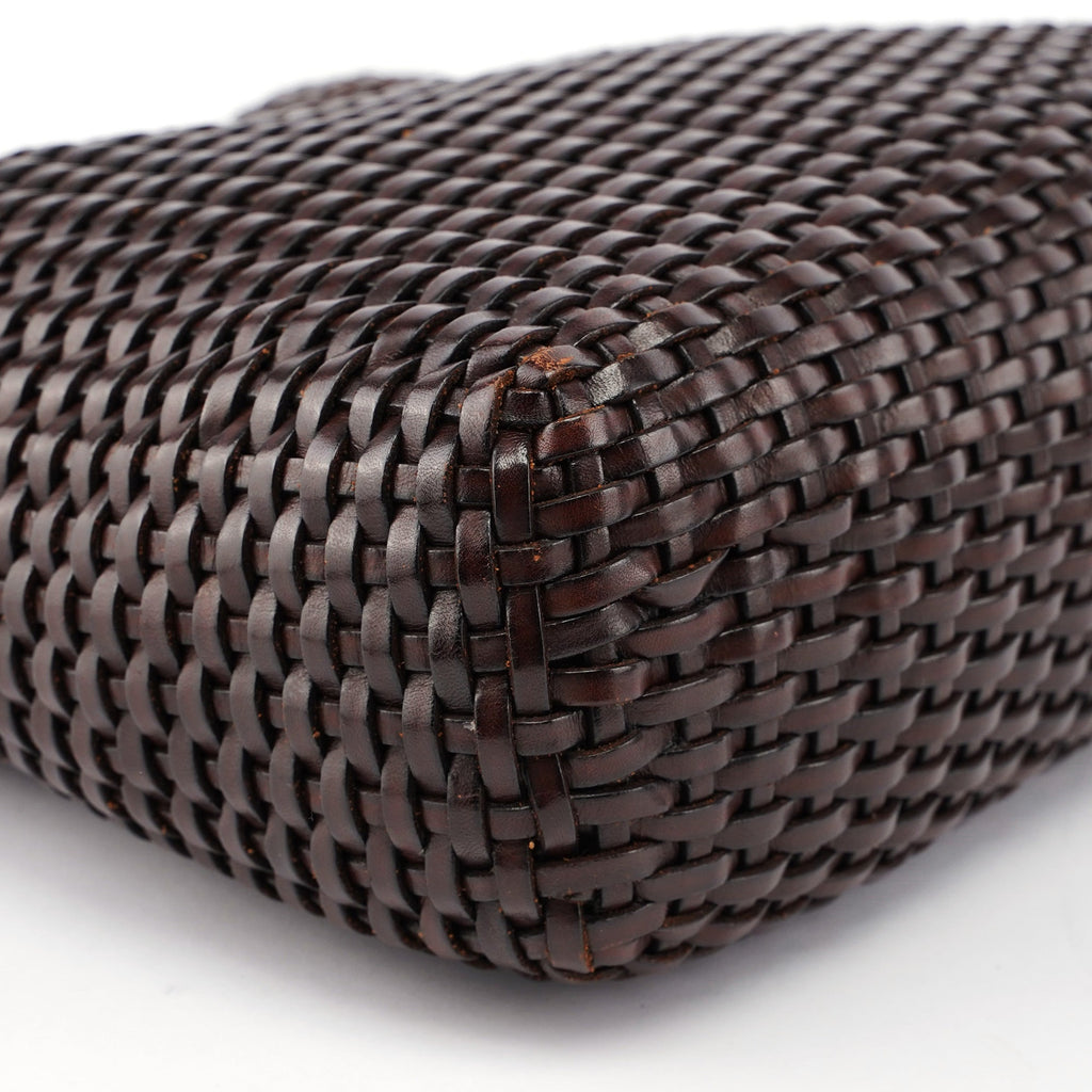 1996 Brown Woven Bamboo 2-Way Shoulder Bag