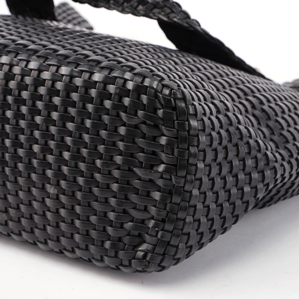1996 Brown Woven Bamboo 2-Way Shoulder Bag