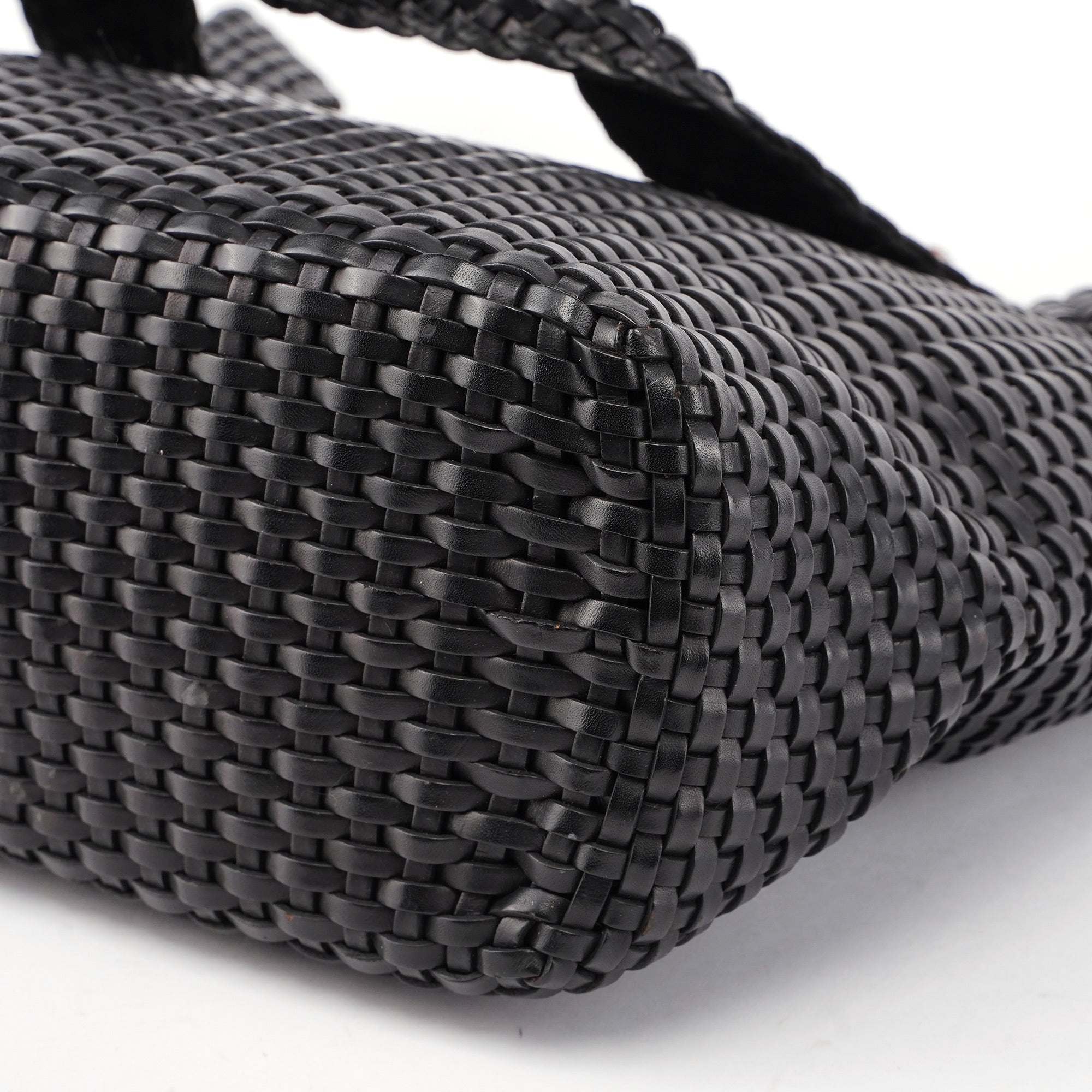 1996 Brown Woven Bamboo 2-Way Shoulder Bag