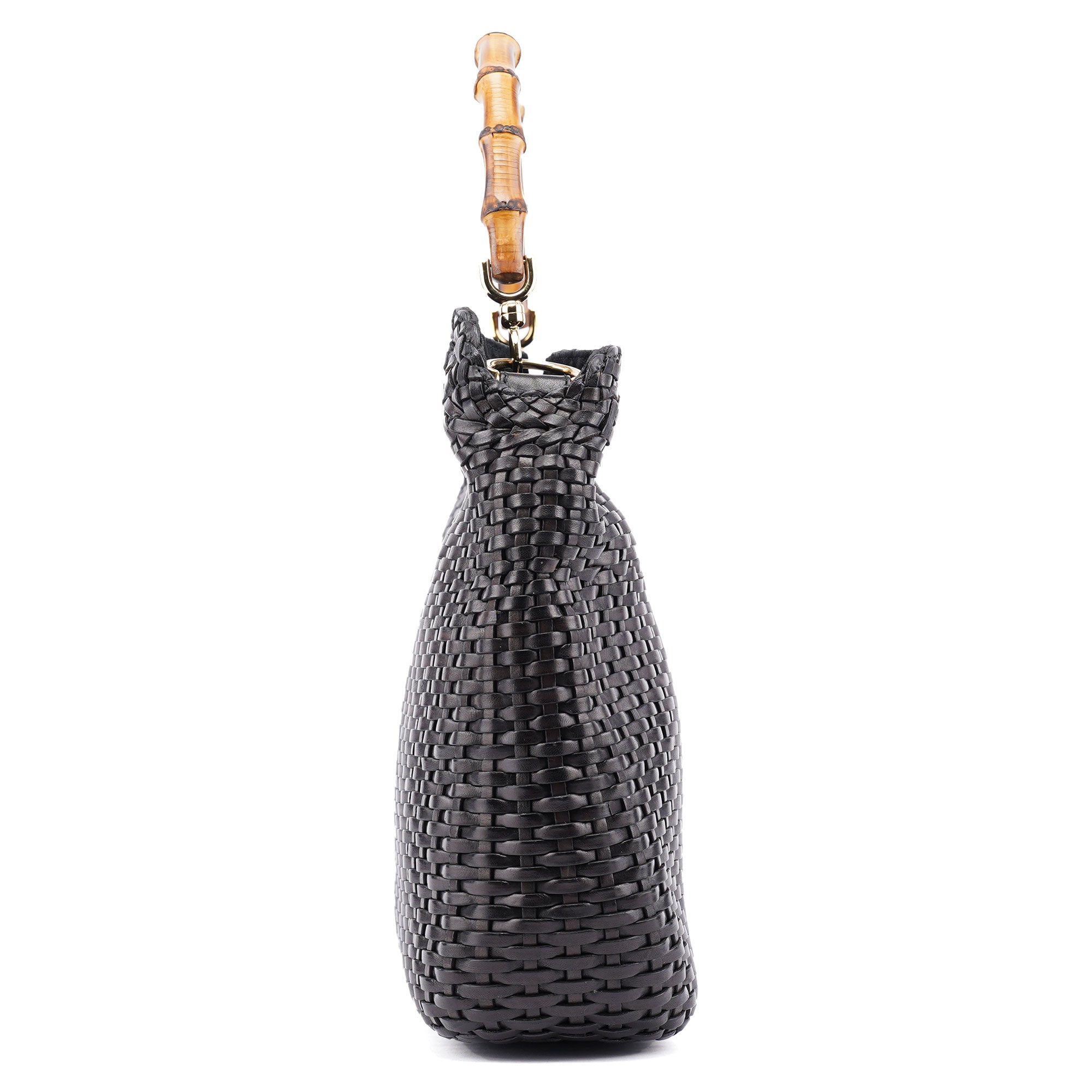 1996 Brown Woven Bamboo 2-Way Shoulder Bag