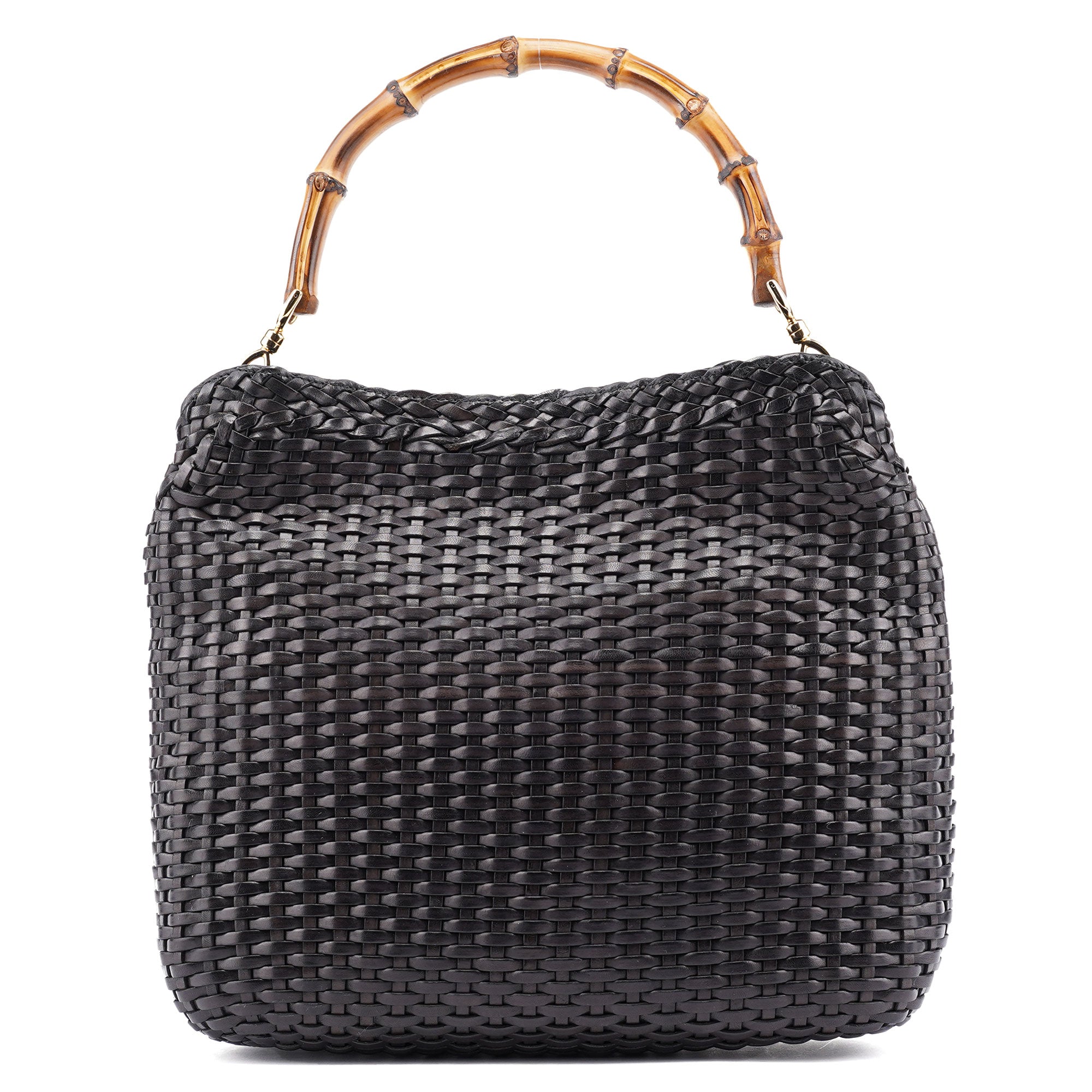1996 Brown Woven Bamboo 2-Way Shoulder Bag