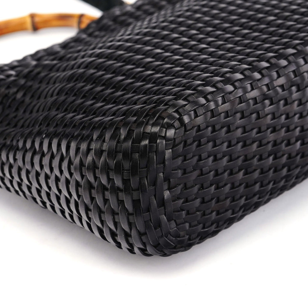 1996 Brown Woven Bamboo 2-Way Shoulder Bag
