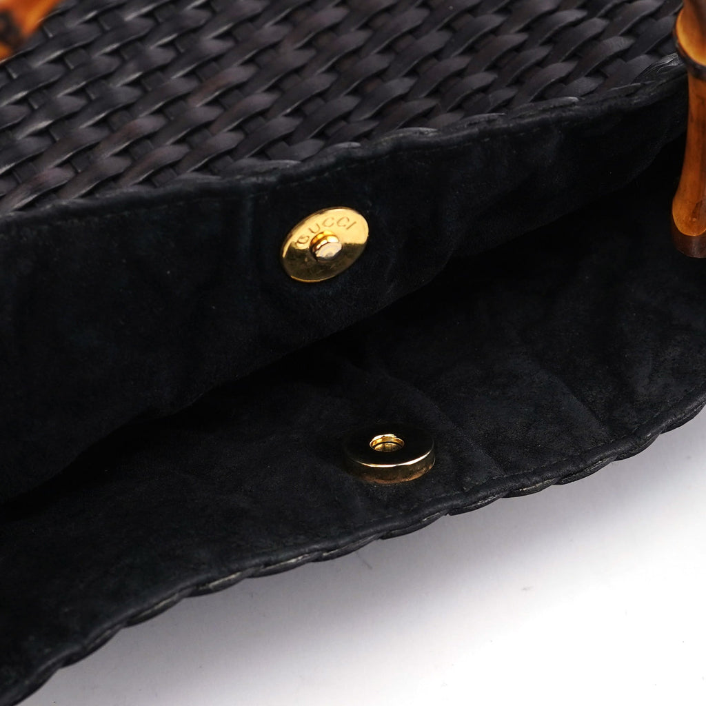 1996 Brown Woven Bamboo 2-Way Shoulder Bag