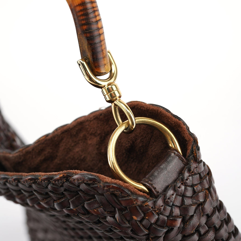 1996 Brown Woven Bamboo Shoulder Bag
