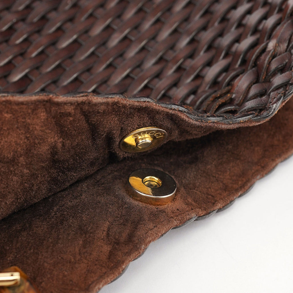 1996 Brown Woven Bamboo Shoulder Bag