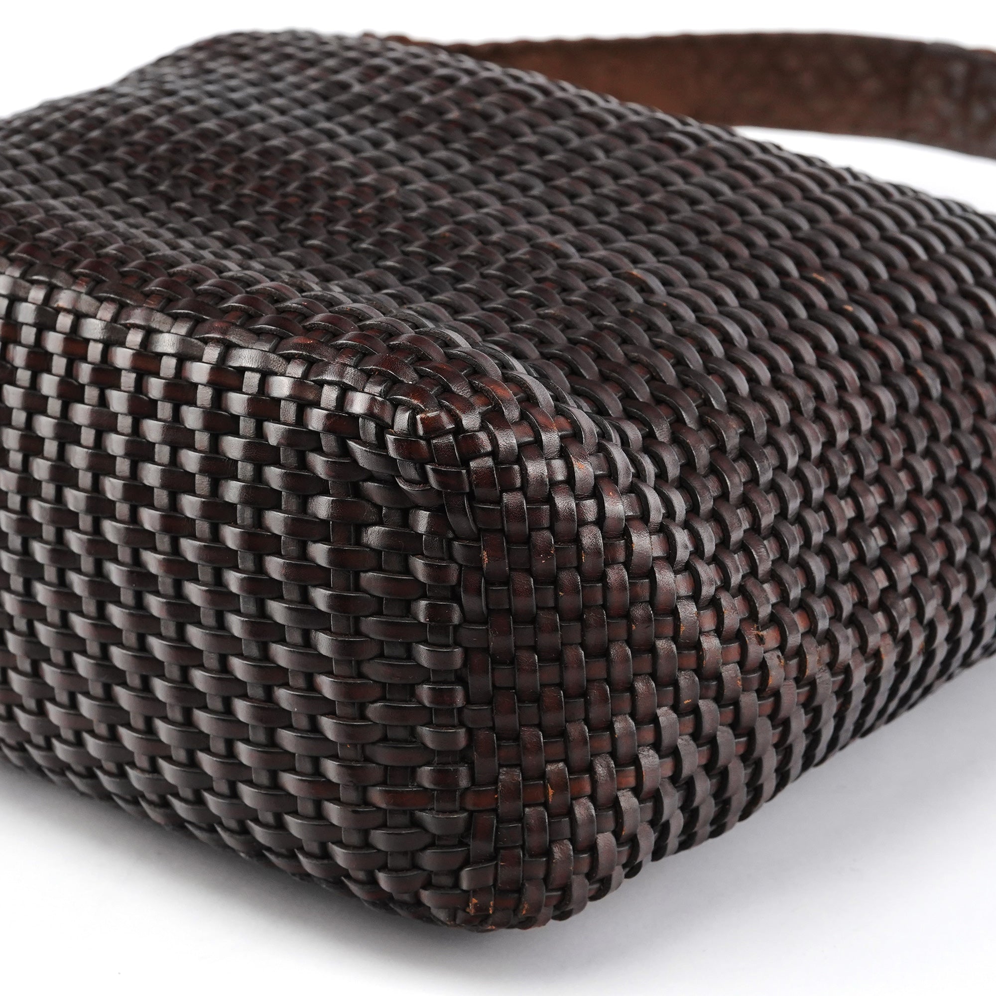 1996 Brown Woven Bamboo Shoulder Bag