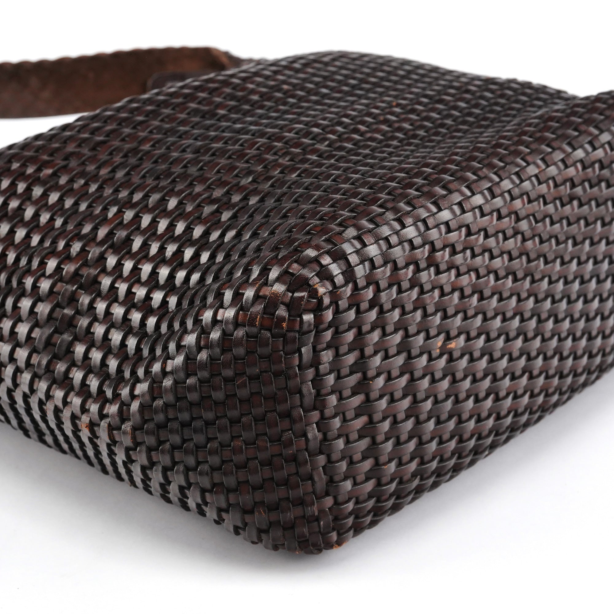1996 Brown Woven Bamboo Shoulder Bag