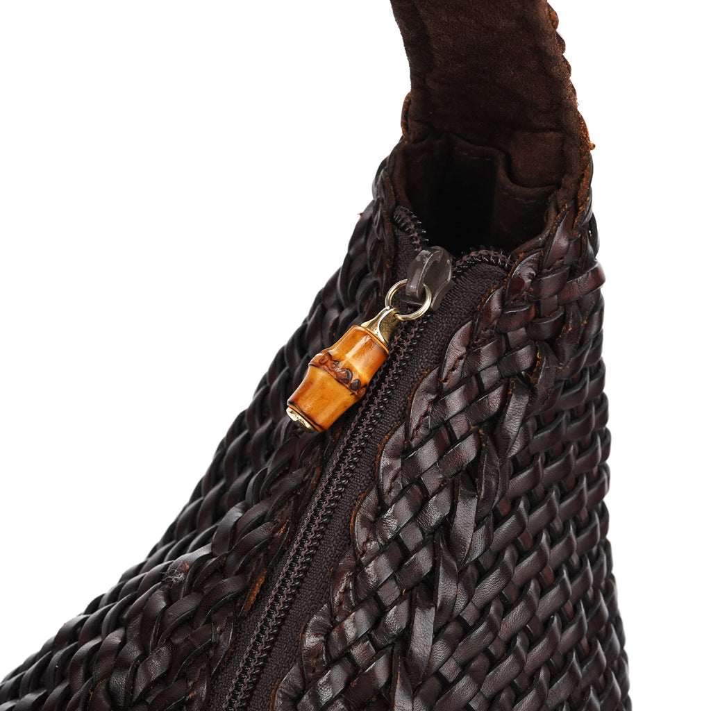 1996 Brown Woven Bamboo Shoulder Bag
