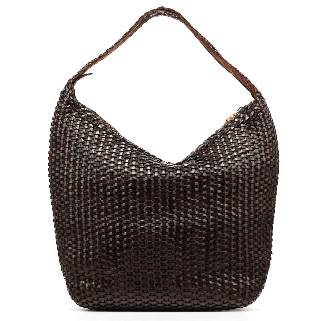 1996 Brown Woven Bamboo Shoulder Bag