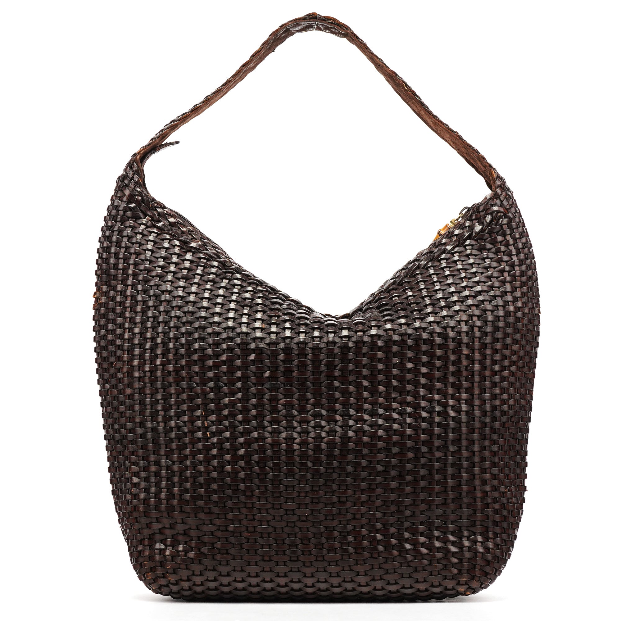 1996 Brown Woven Bamboo Shoulder Bag