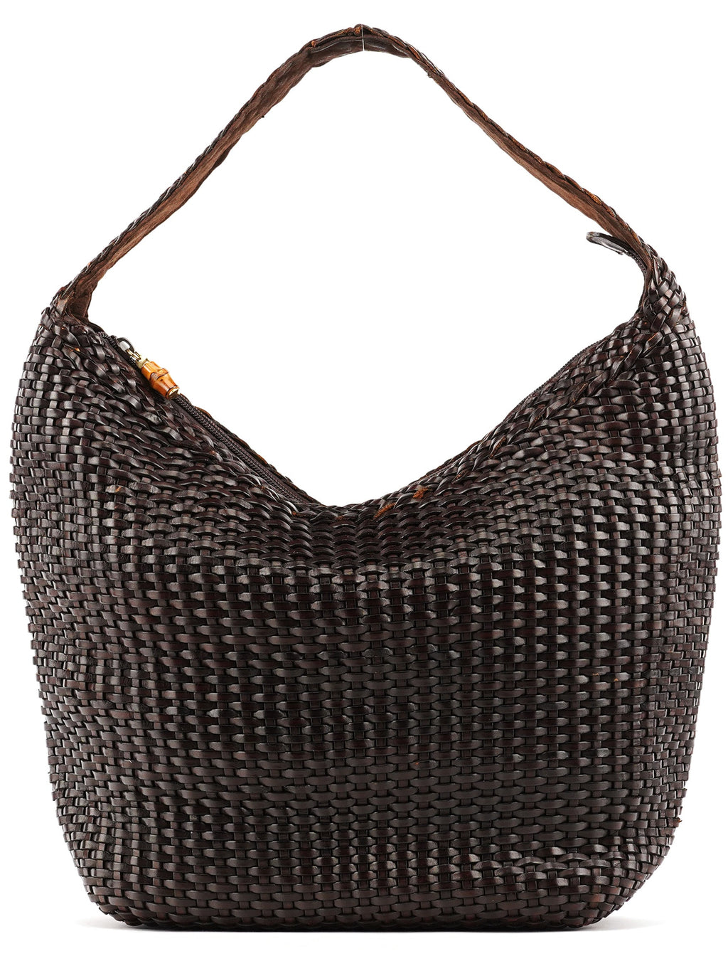1996 Brown Woven Bamboo Shoulder Bag