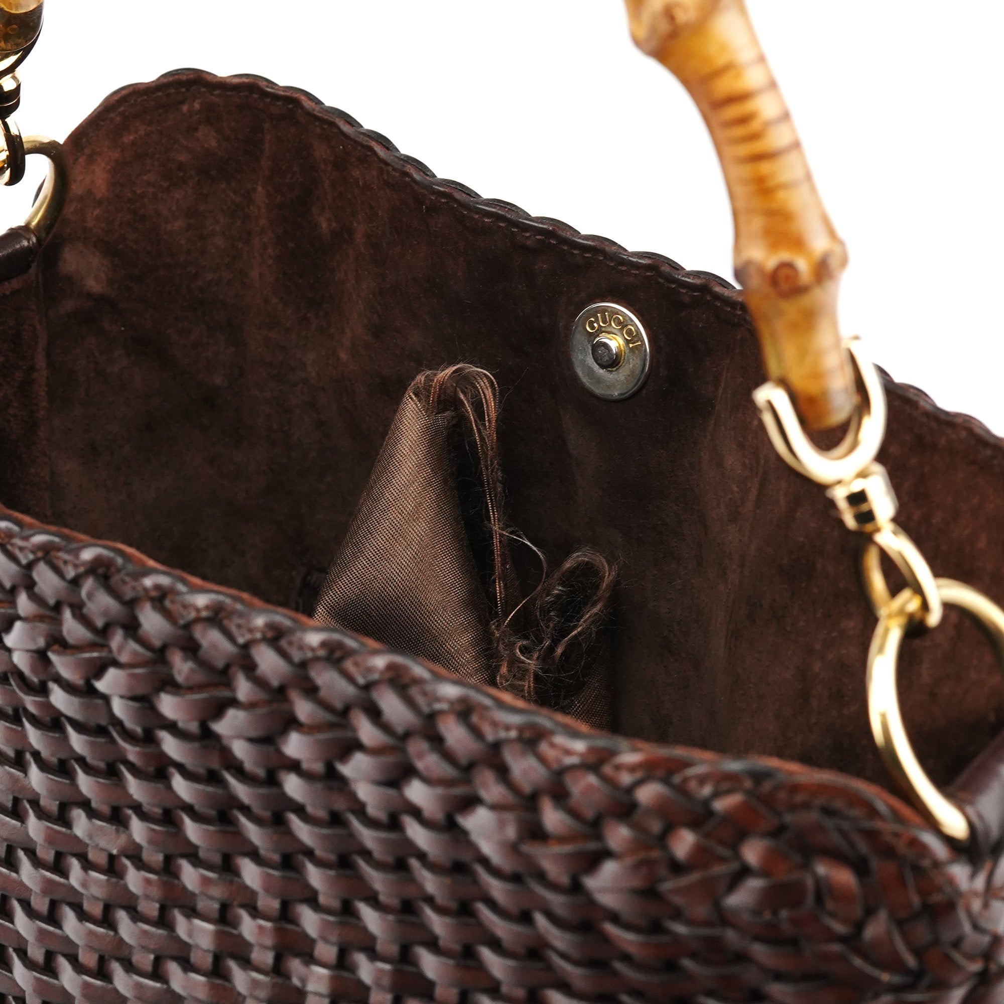1996 Brown Woven Bamboo Shoulder Bag