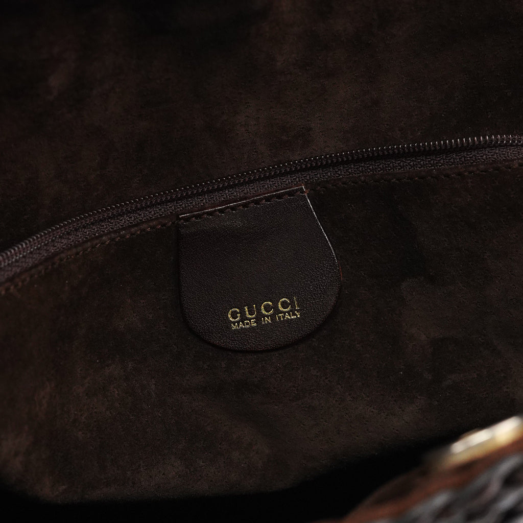 1996 Brown Woven Bamboo Shoulder Bag