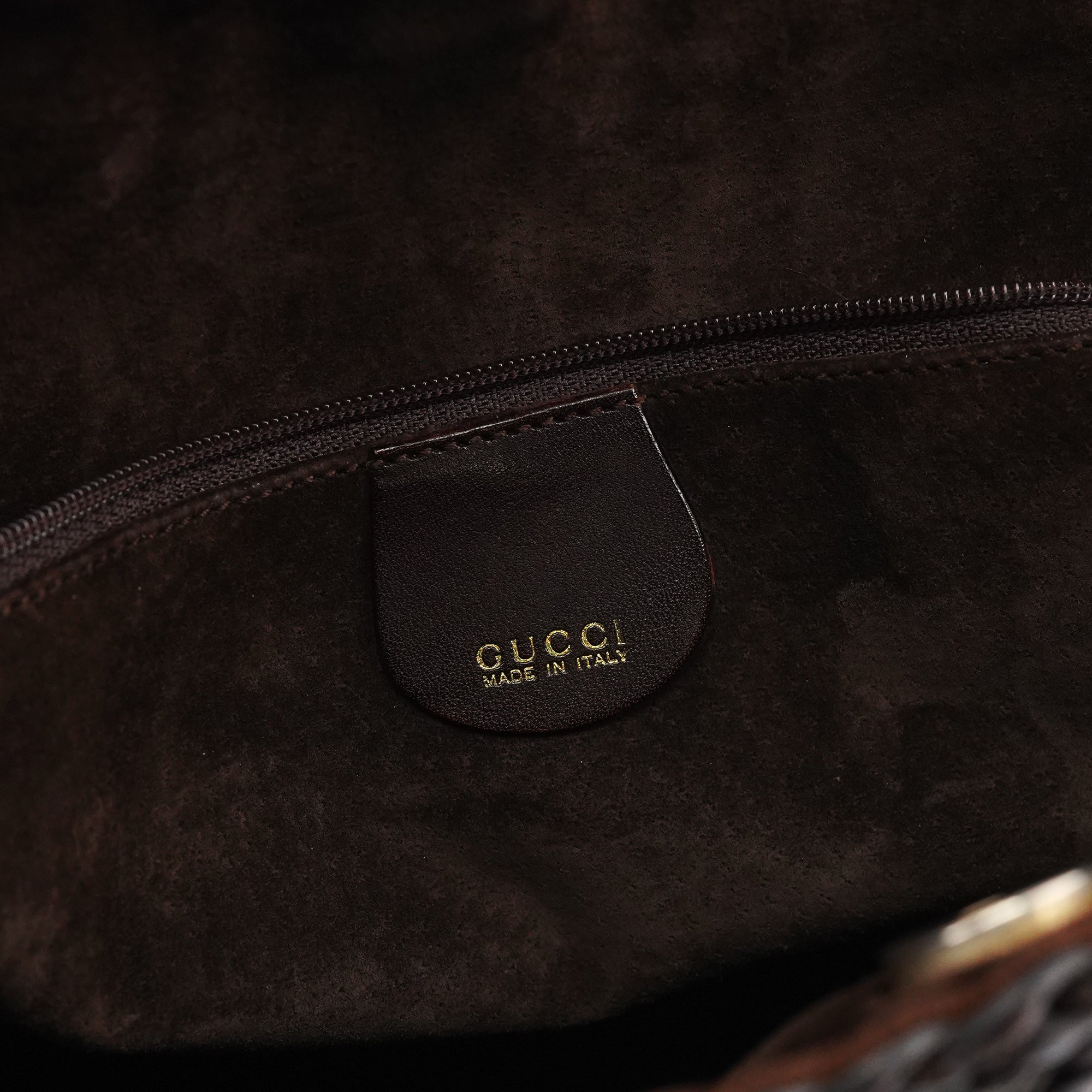 1996 Brown Woven Bamboo Shoulder Bag