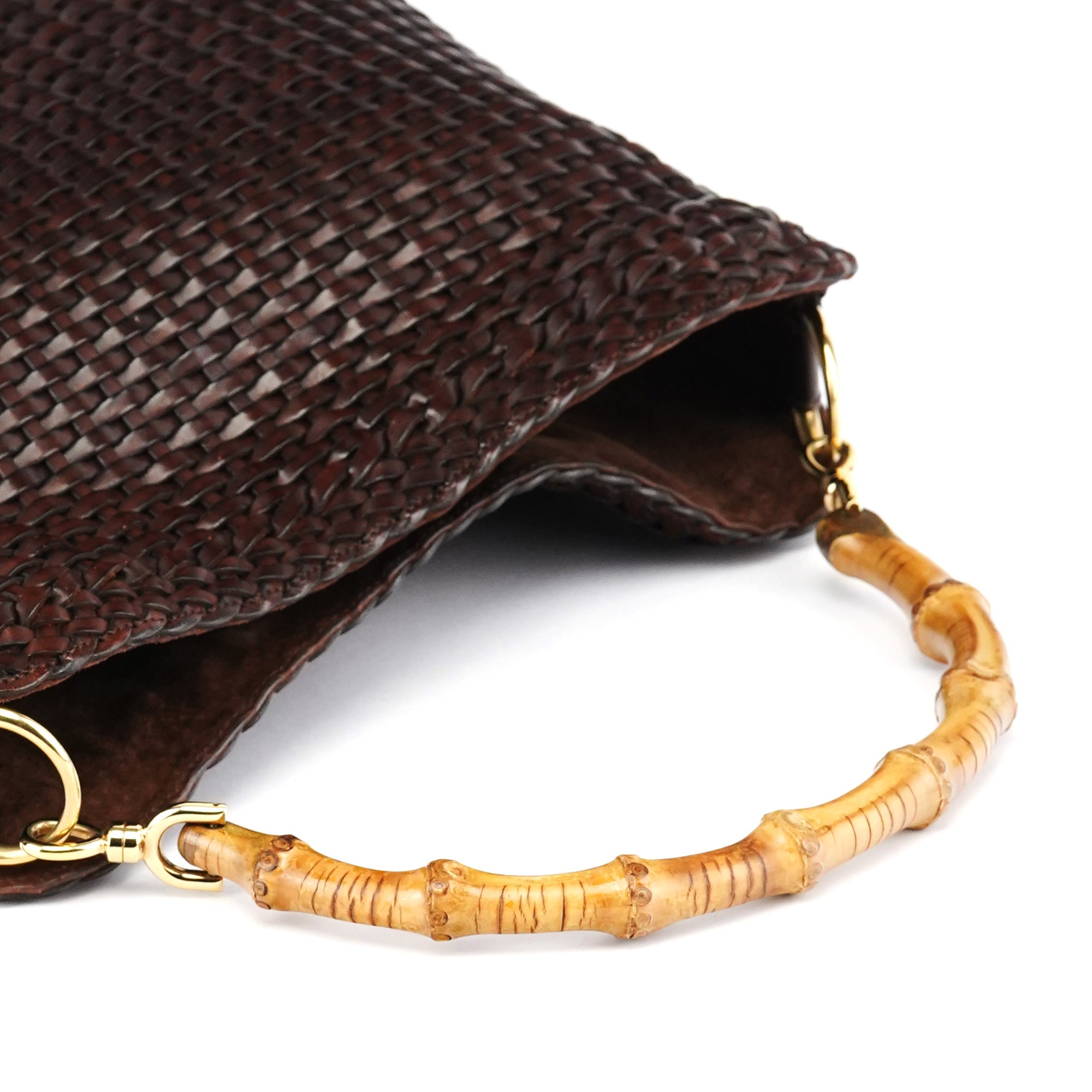 1996 Brown Woven Bamboo Shoulder Bag