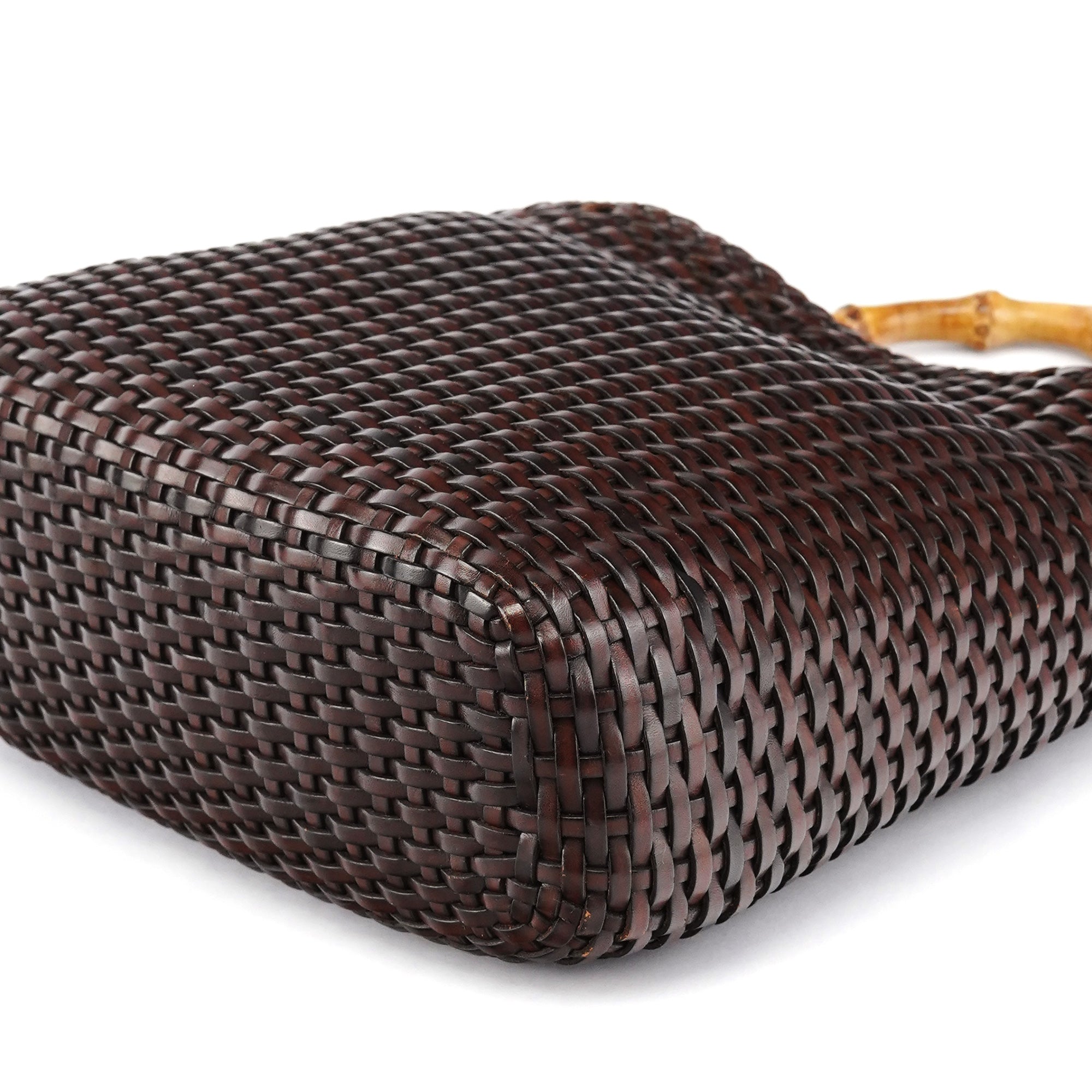 1996 Brown Woven Bamboo Shoulder Bag