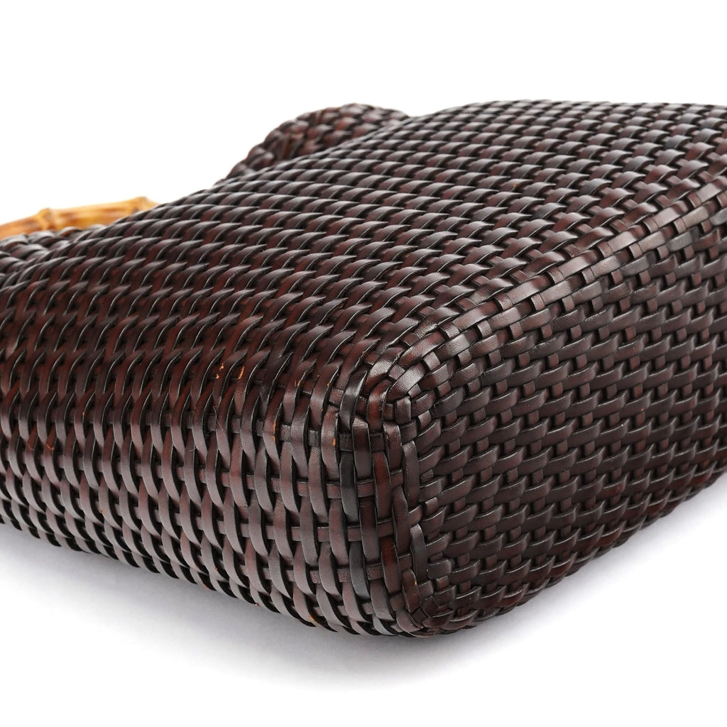 1996 Brown Woven Bamboo Shoulder Bag