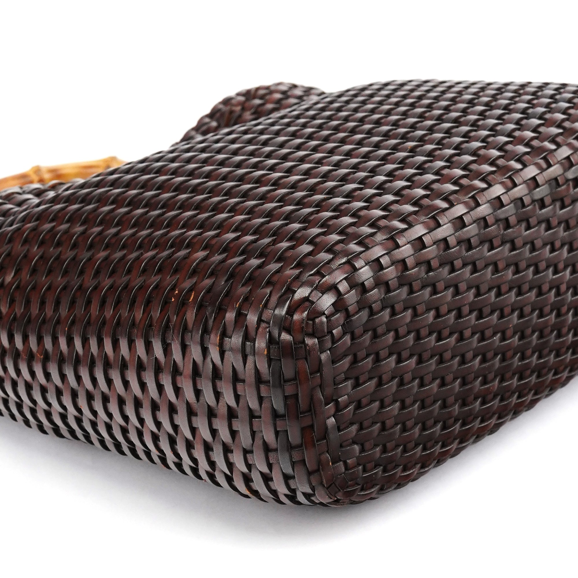 1996 Brown Woven Bamboo Shoulder Bag