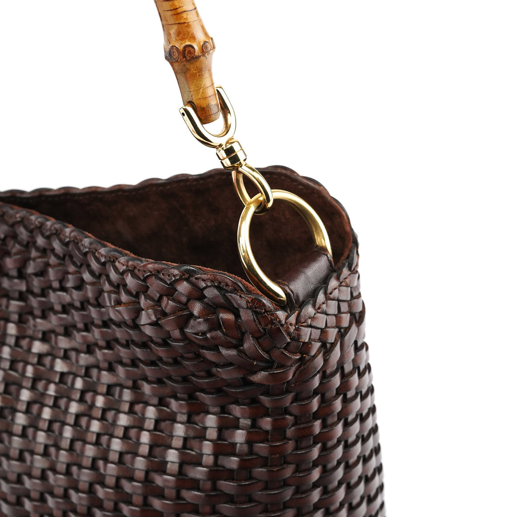 1996 Brown Woven Bamboo Shoulder Bag