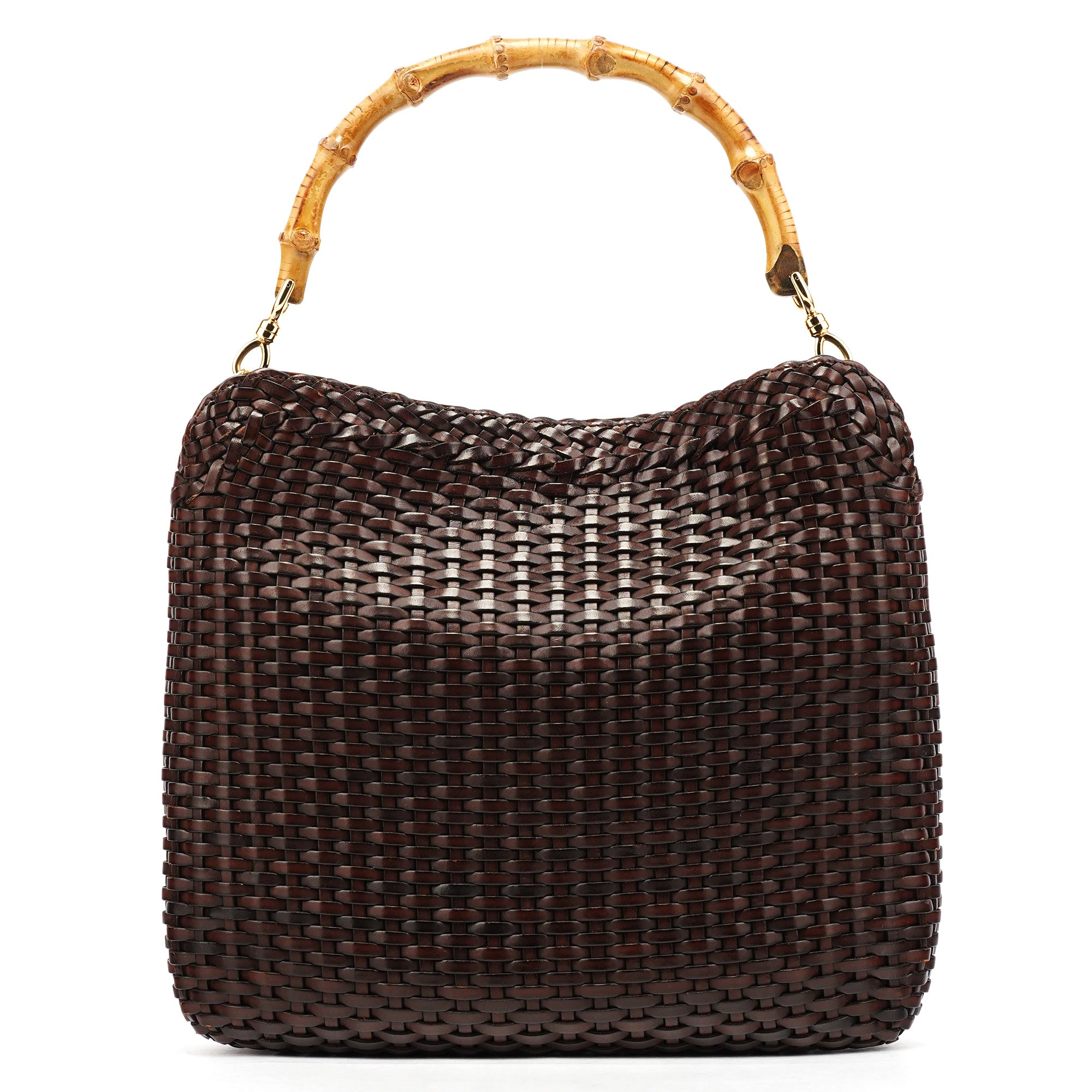 1996 Brown Woven Bamboo Shoulder Bag