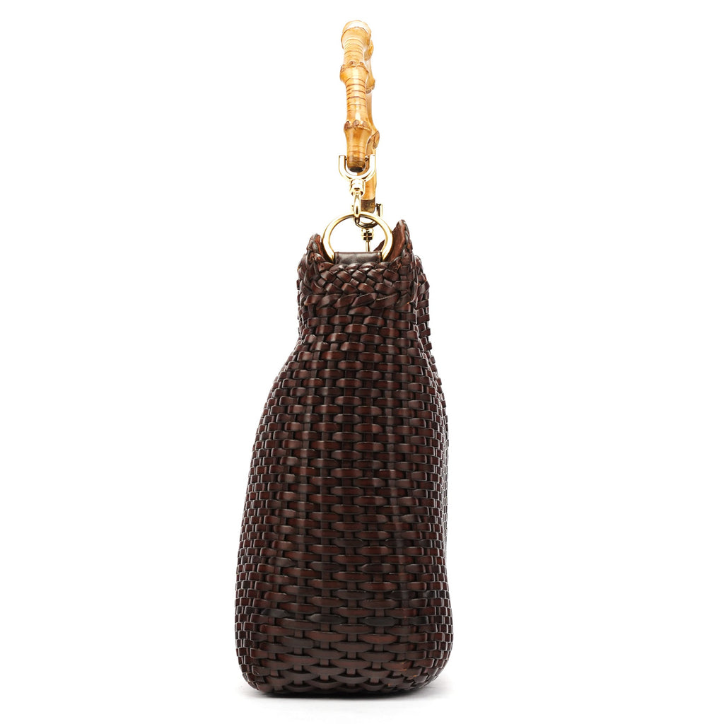 1996 Brown Woven Bamboo Shoulder Bag