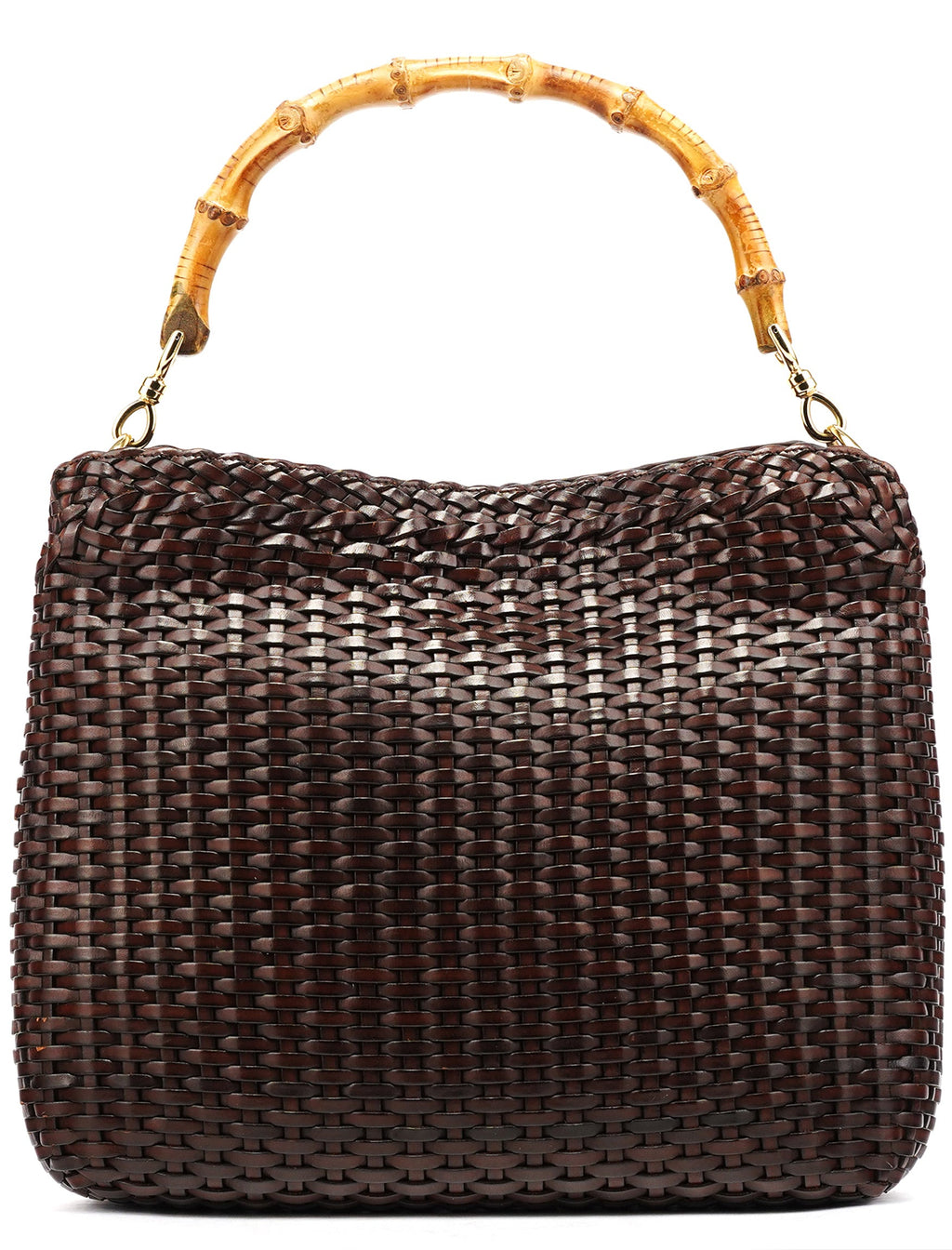 1996 Brown Woven Bamboo Shoulder Bag