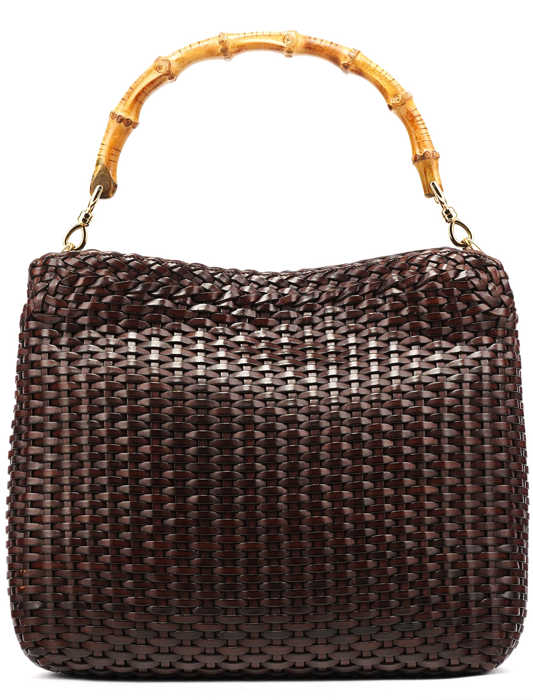 1996 Brown Woven Bamboo Shoulder Bag
