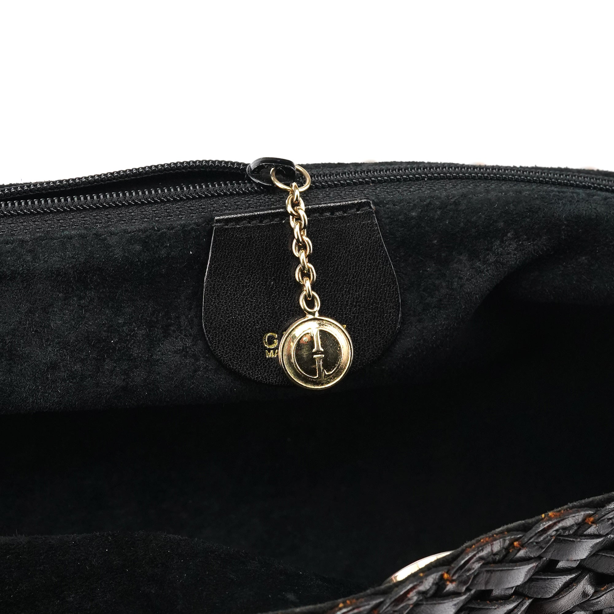 1996 Brown Woven Bamboo Shoulder Bag