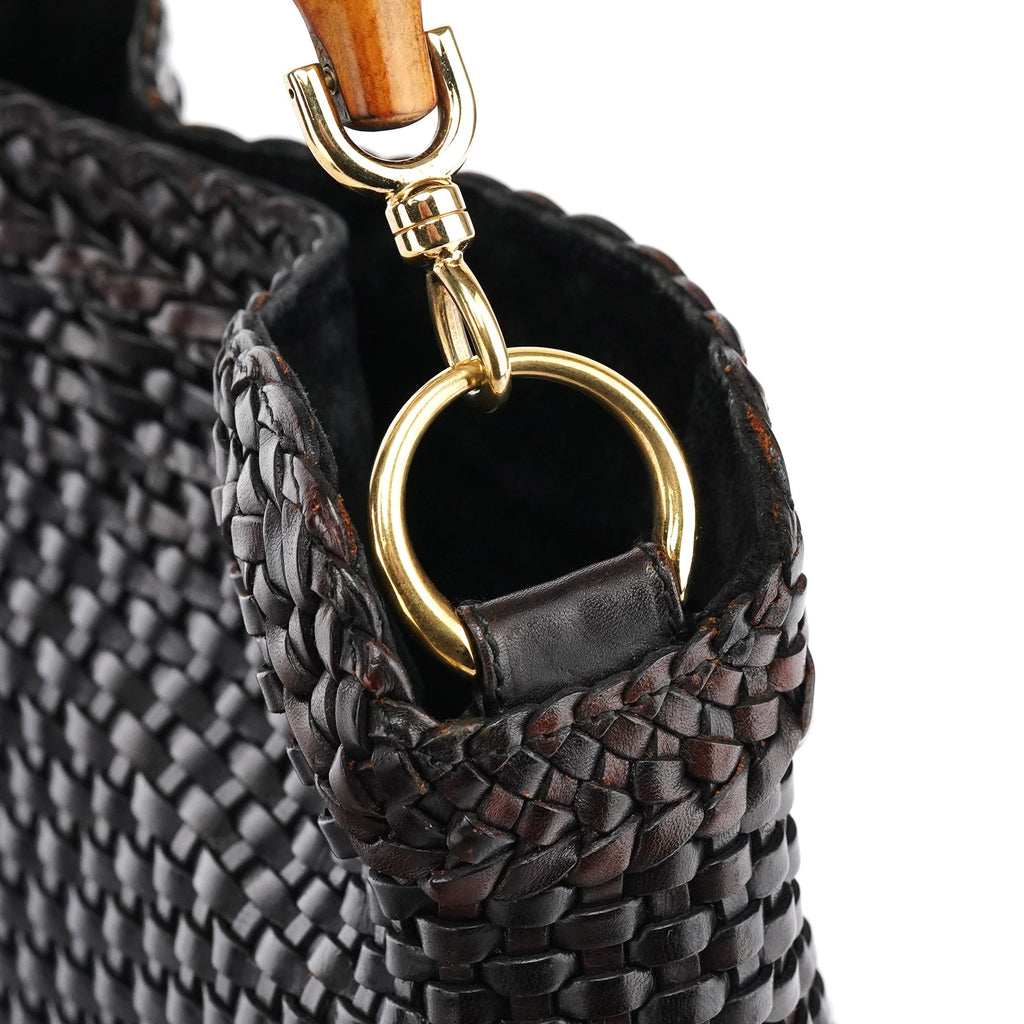 1996 Brown Woven Bamboo Shoulder Bag