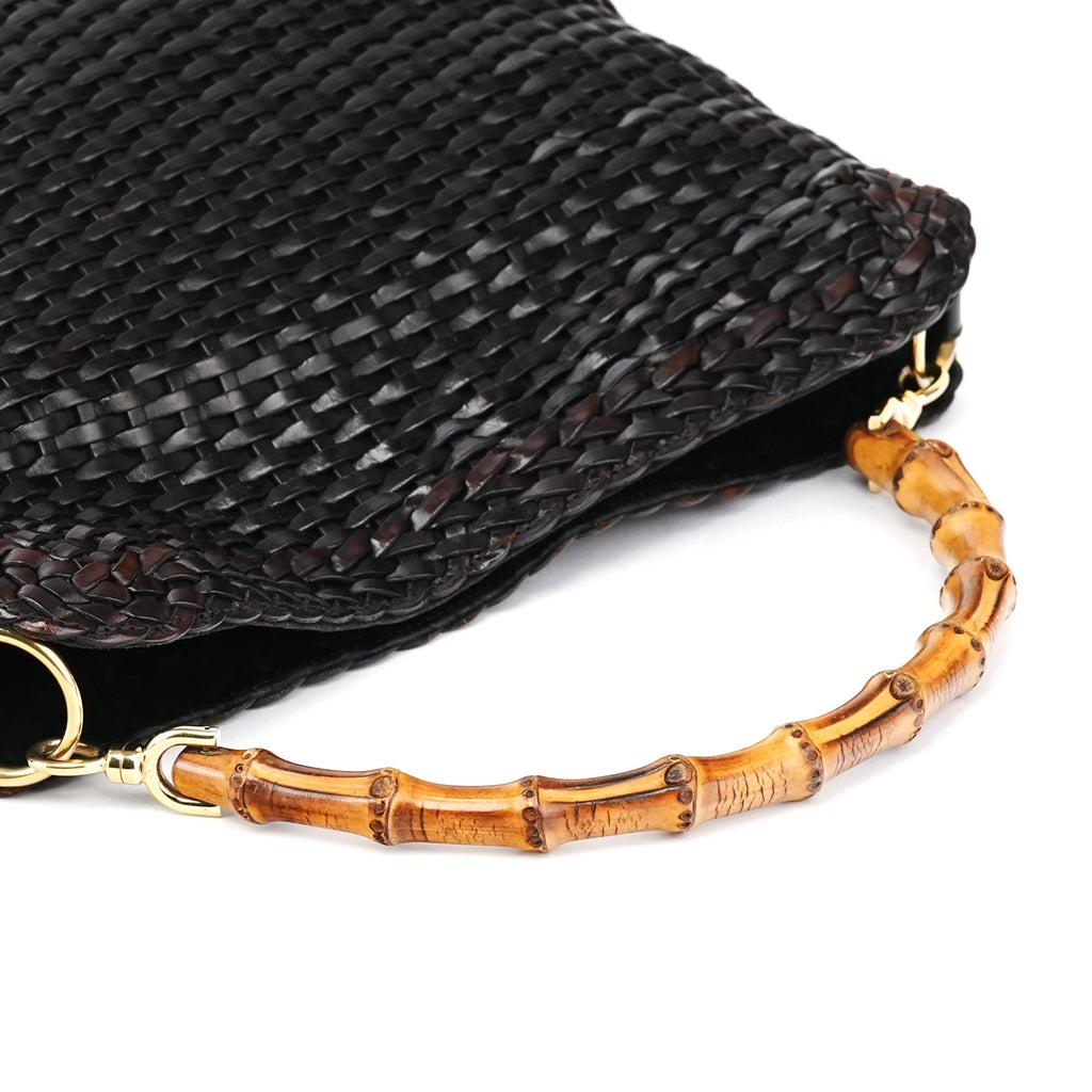 1996 Brown Woven Bamboo Shoulder Bag