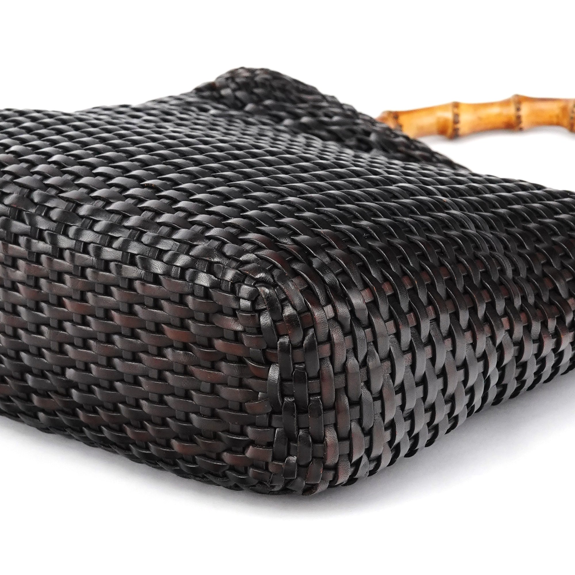 1996 Brown Woven Bamboo Shoulder Bag