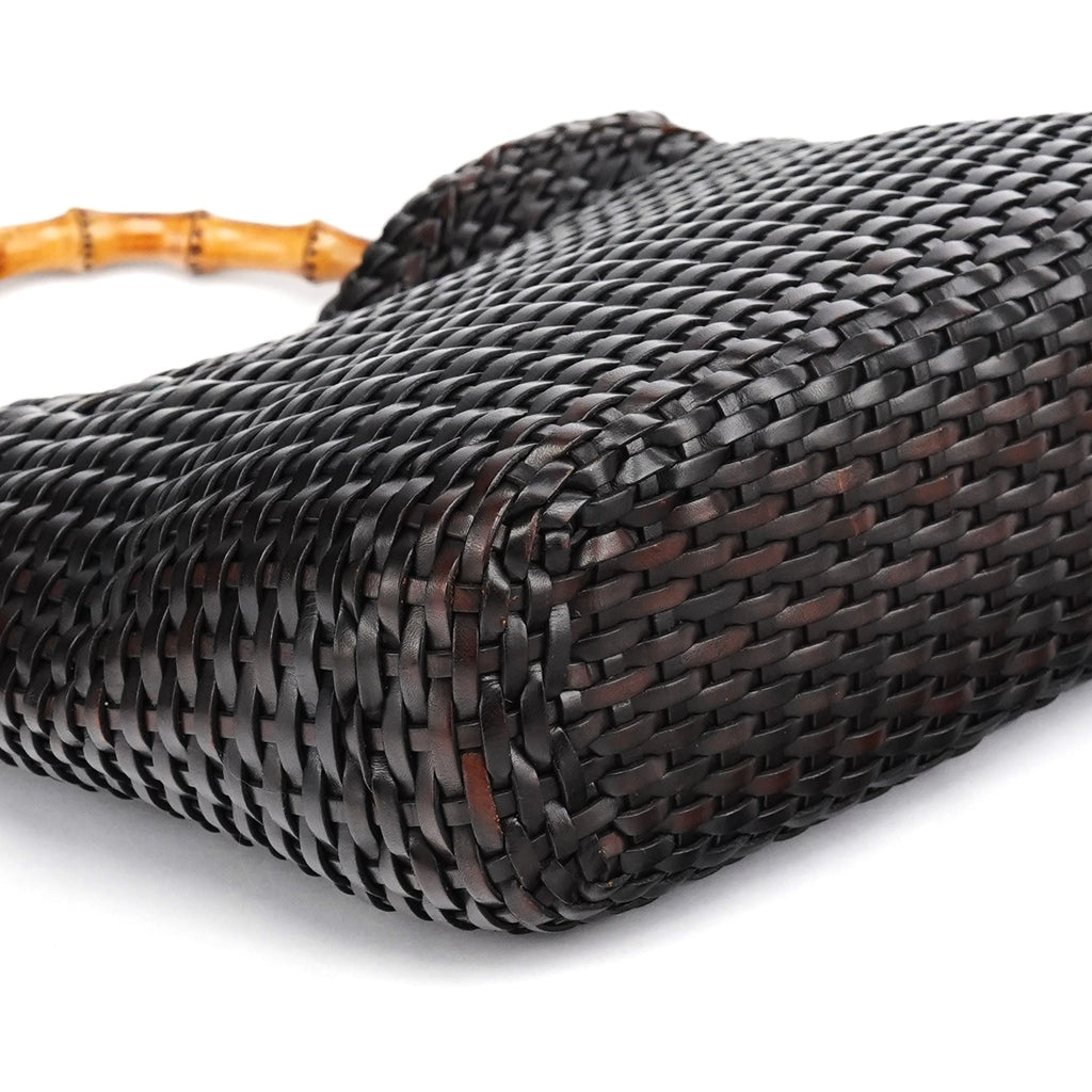 1996 Brown Woven Bamboo Shoulder Bag