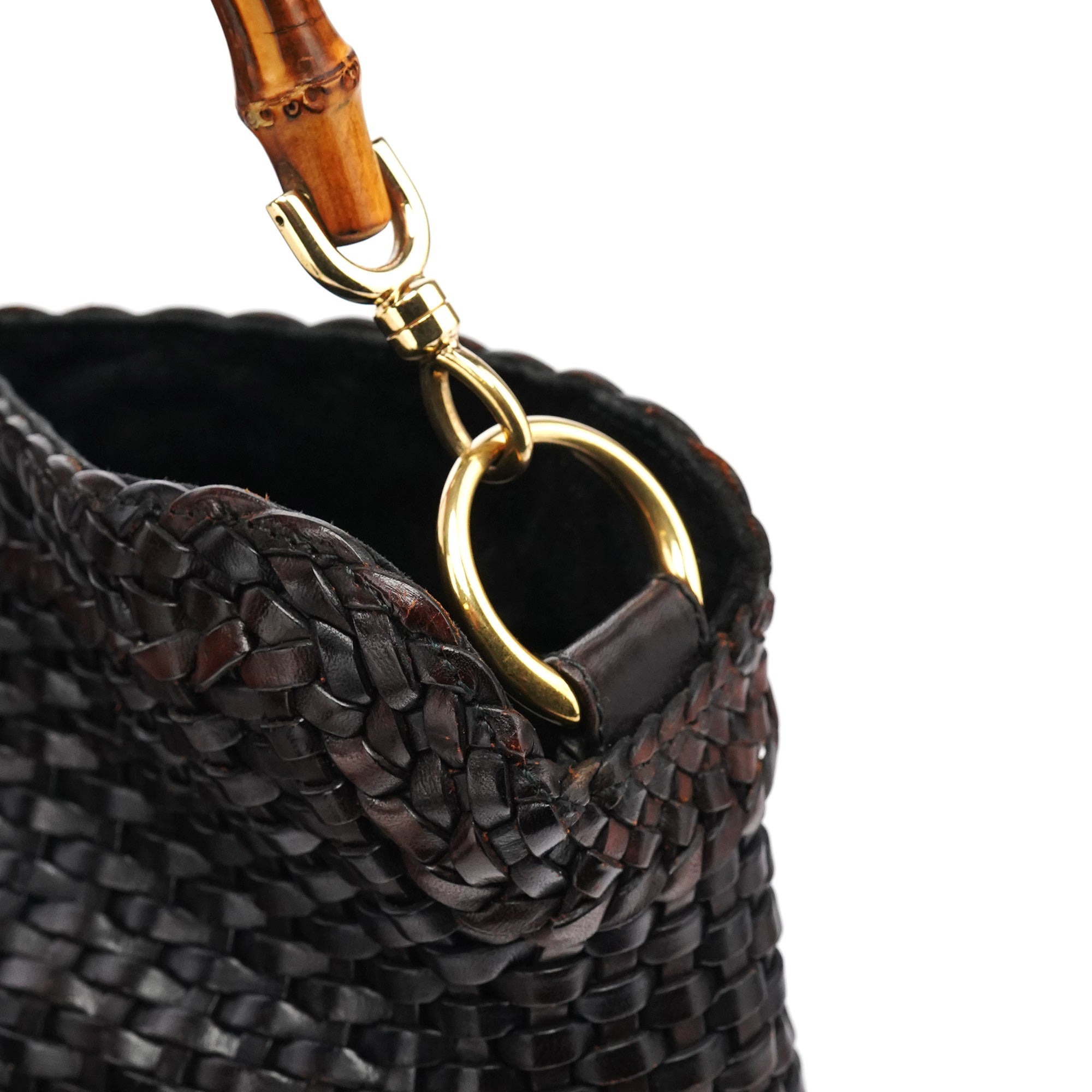 1996 Brown Woven Bamboo Shoulder Bag