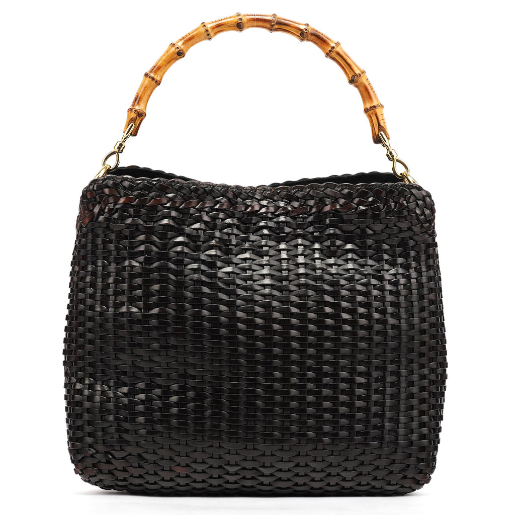 1996 Brown Woven Bamboo Shoulder Bag