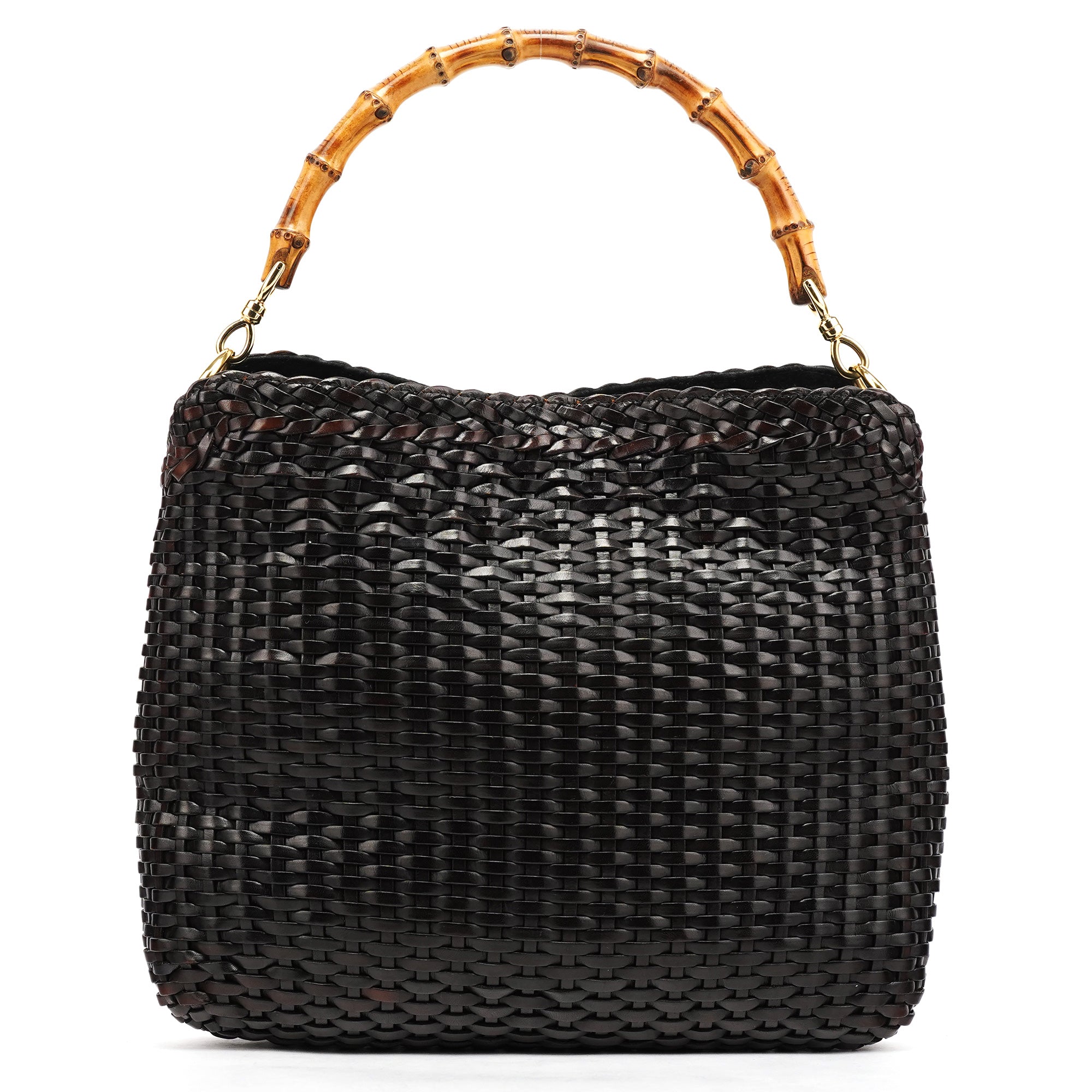 1996 Brown Woven Bamboo Shoulder Bag