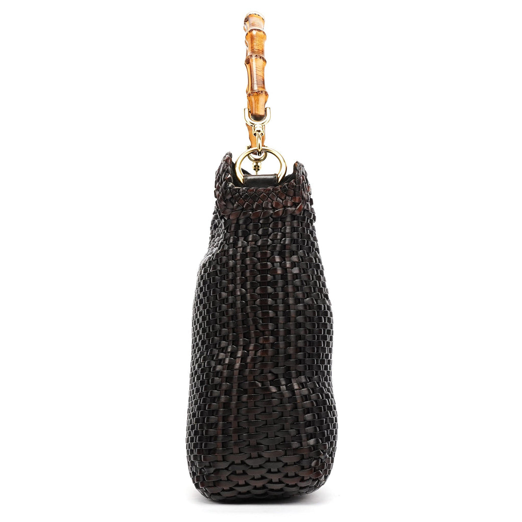 1996 Brown Woven Bamboo Shoulder Bag