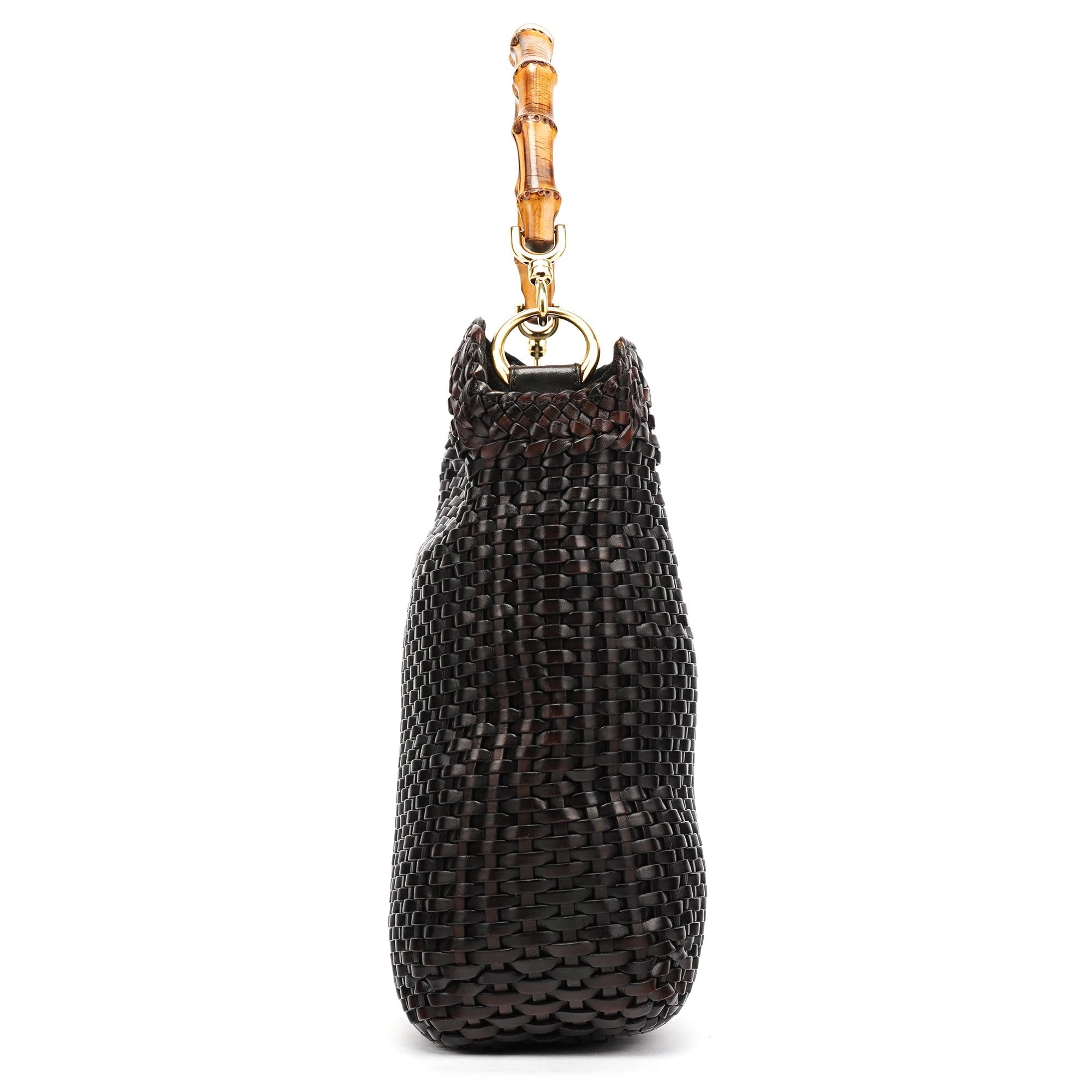 1996 Brown Woven Bamboo Shoulder Bag