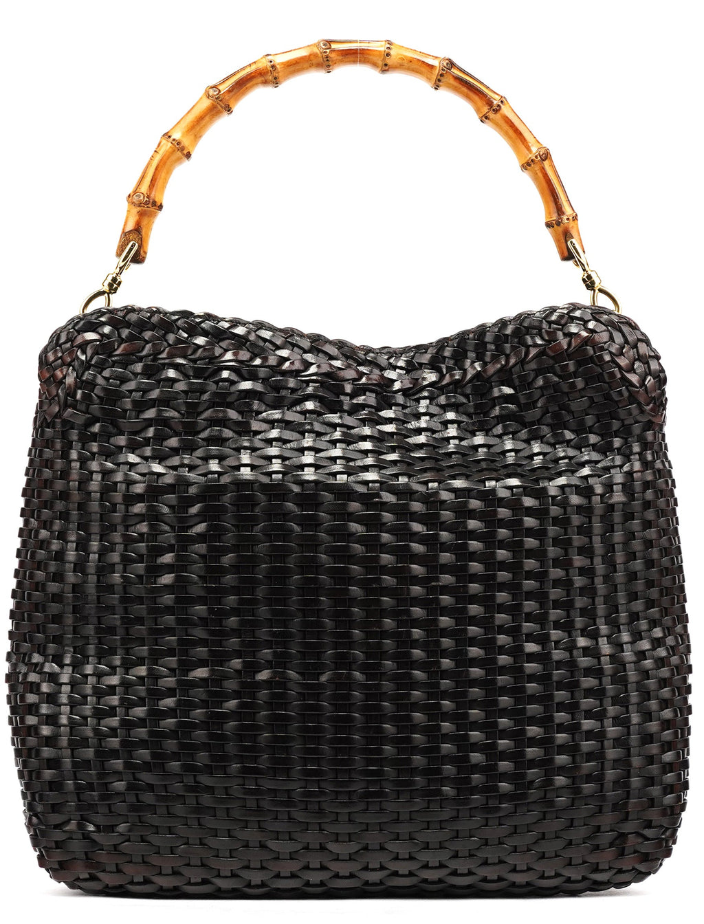 1996 Brown Woven Bamboo Shoulder Bag
