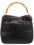 1996 Brown Woven Bamboo Shoulder Bag