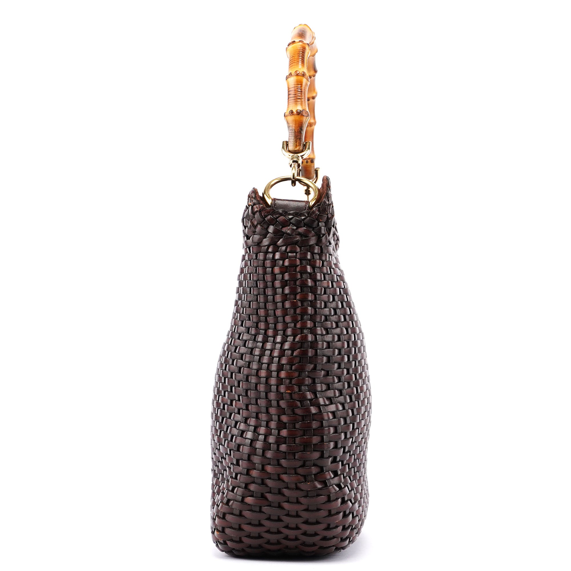 1996 Brown Woven Bamboo Shoulder Bag