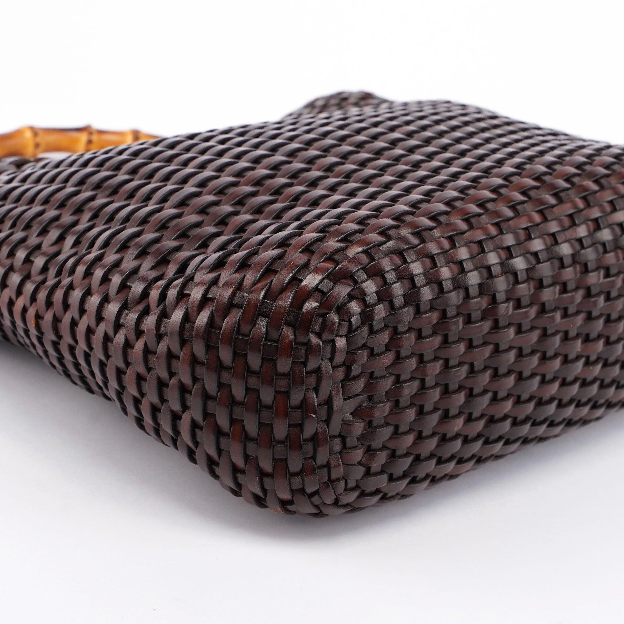 1996 Brown Woven Bamboo Shoulder Bag