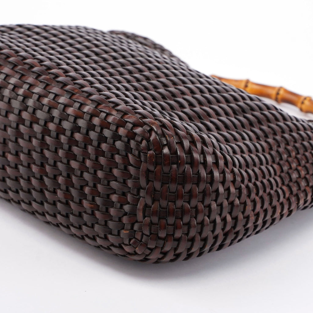 1996 Brown Woven Bamboo Shoulder Bag