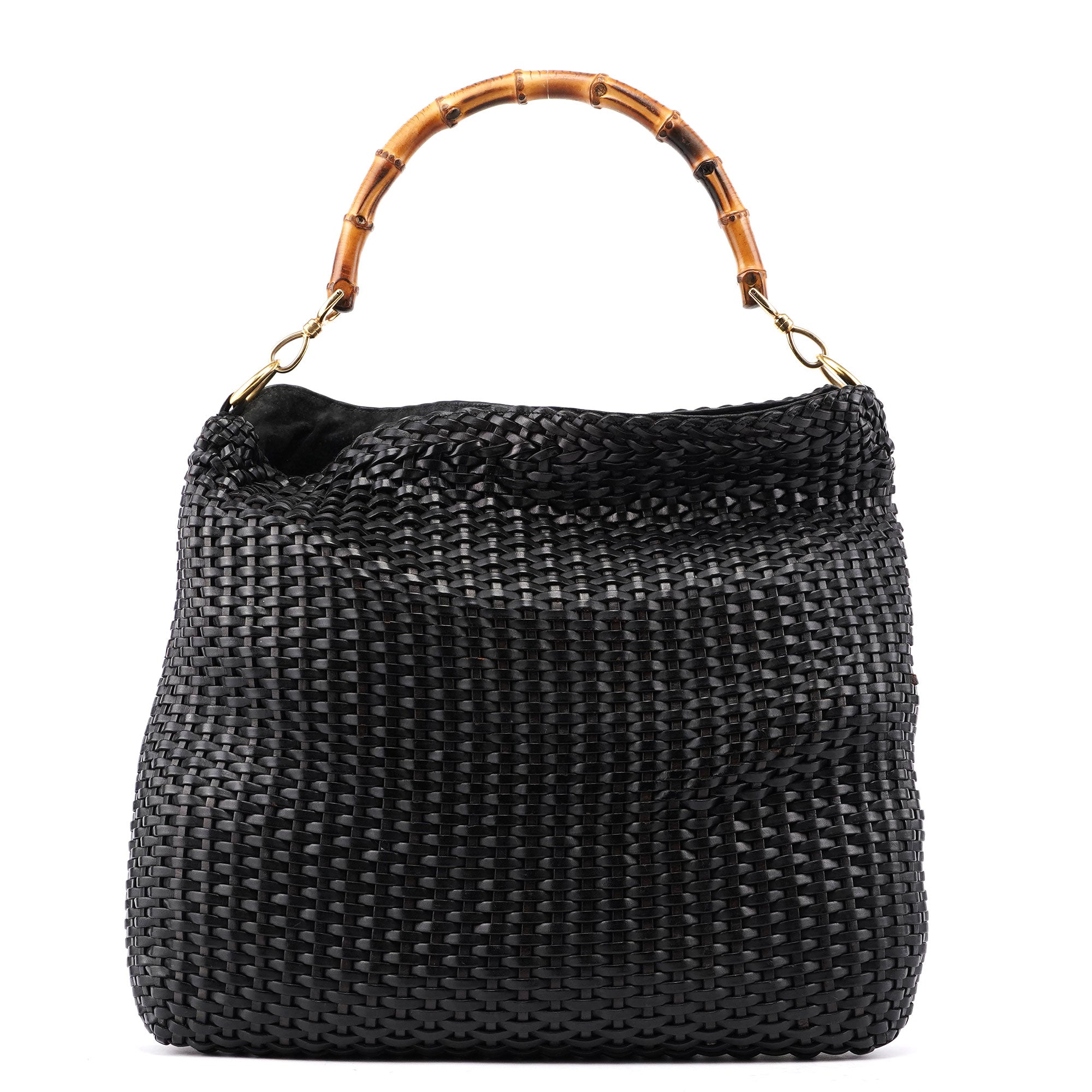 1996 Brown Woven Bamboo Shoulder Bag