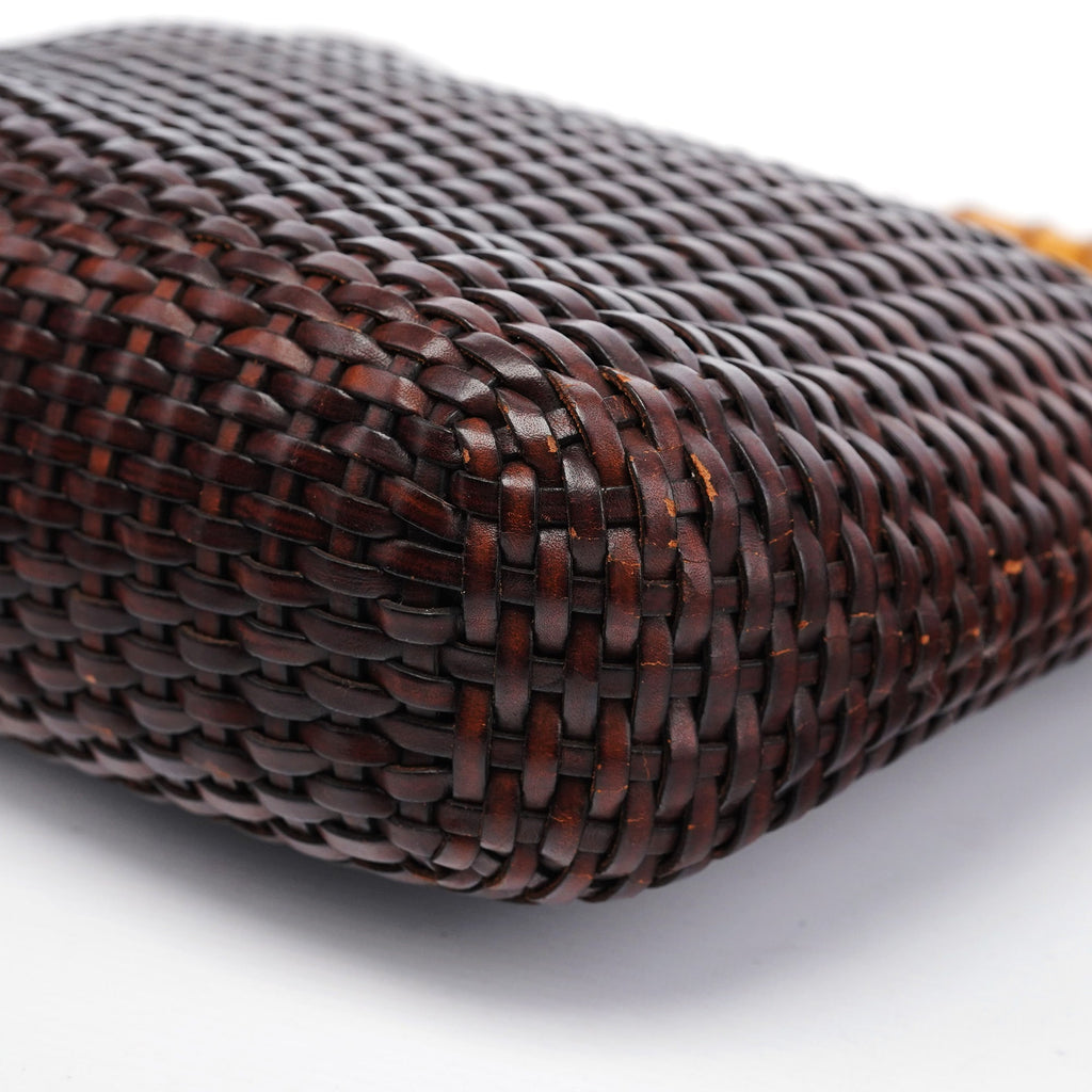 1996 Brown Woven Bamboo Shoulder Bag