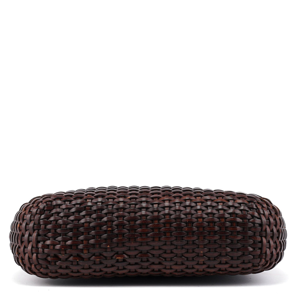 1996 Brown Woven Bamboo Shoulder Bag