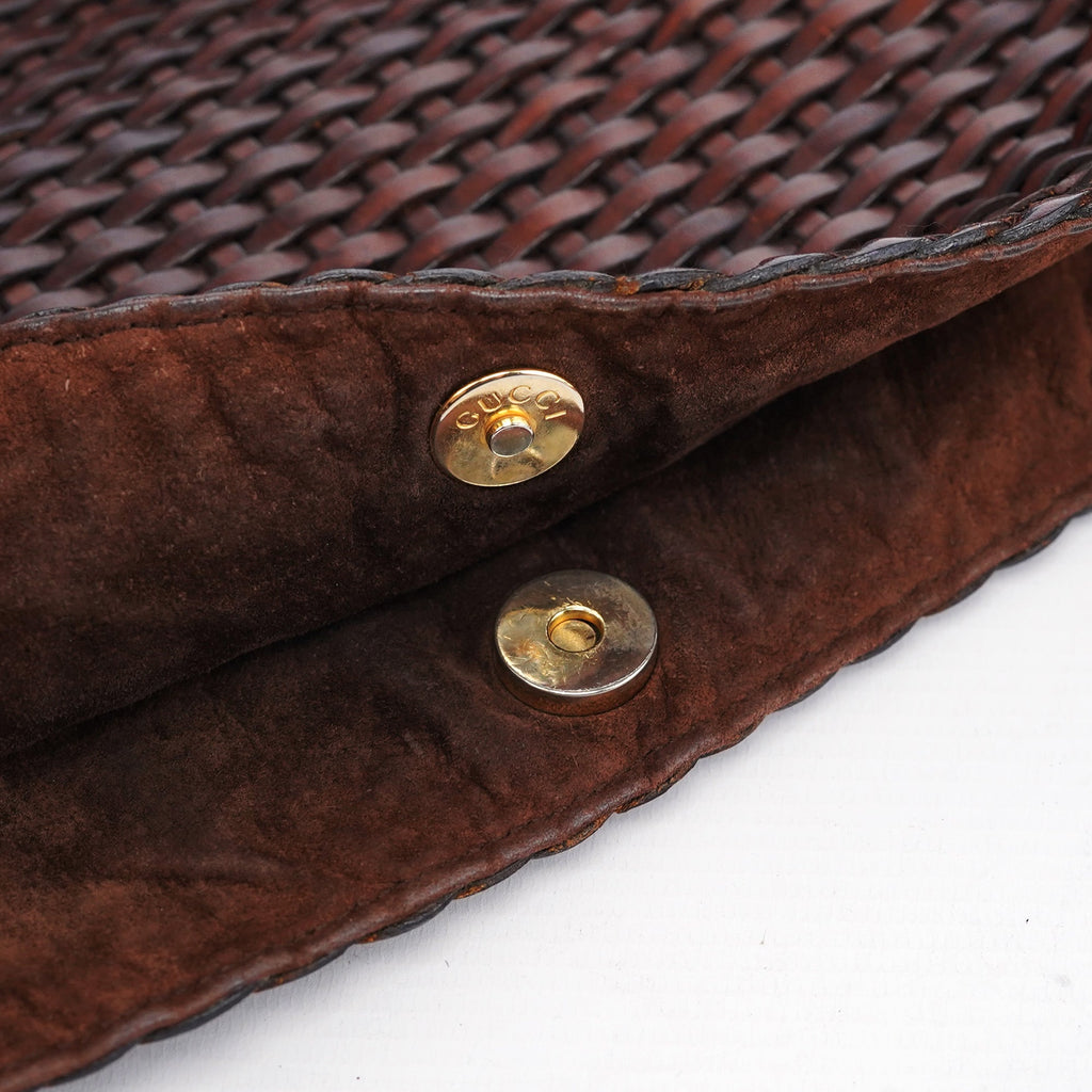 1996 Brown Woven Bamboo Shoulder Bag
