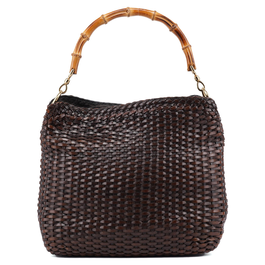 1996 Brown Woven Bamboo Shoulder Bag