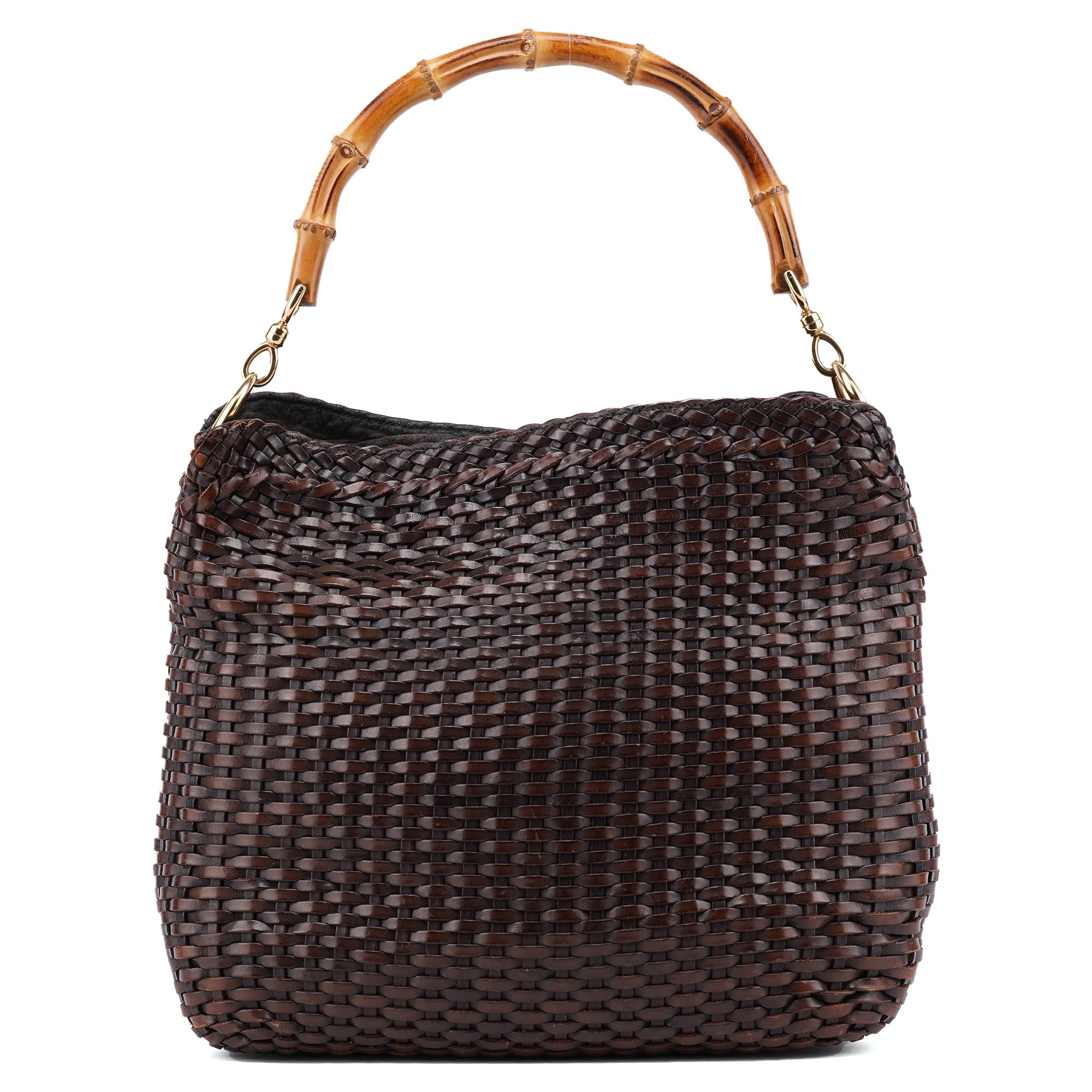1996 Brown Woven Bamboo Shoulder Bag